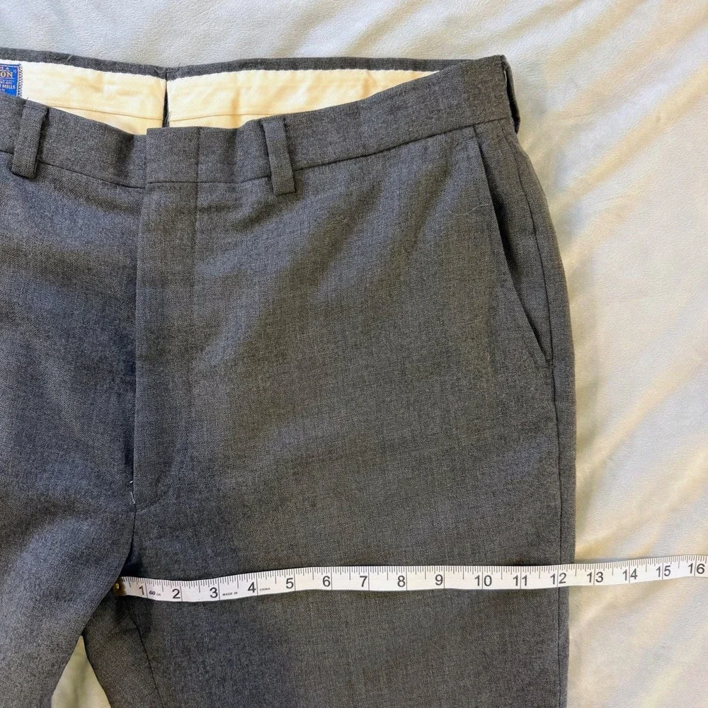 Pendleton Wool Dress Pants Mens 36x30 Gray Flat Front Pure Virgin Wool Made USA
